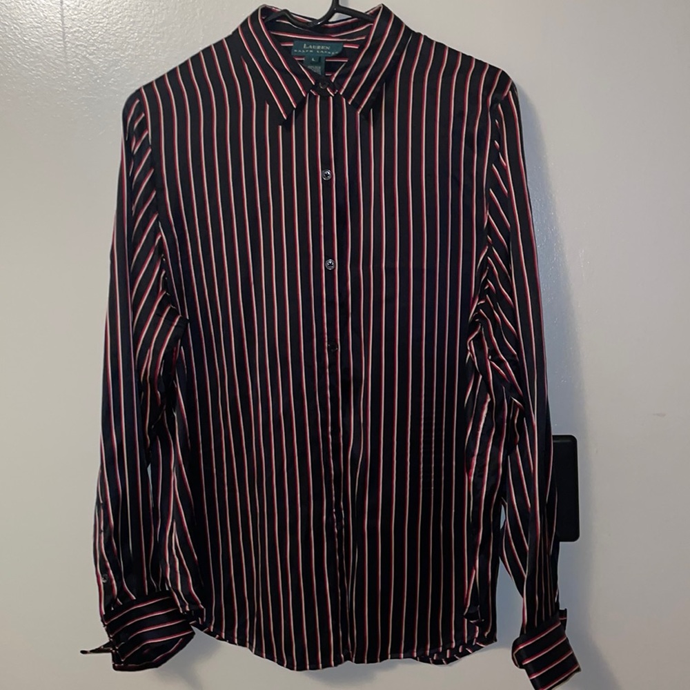 Lauren by Ralph Lauren 100% Silk Blouse w/ French Cuffs